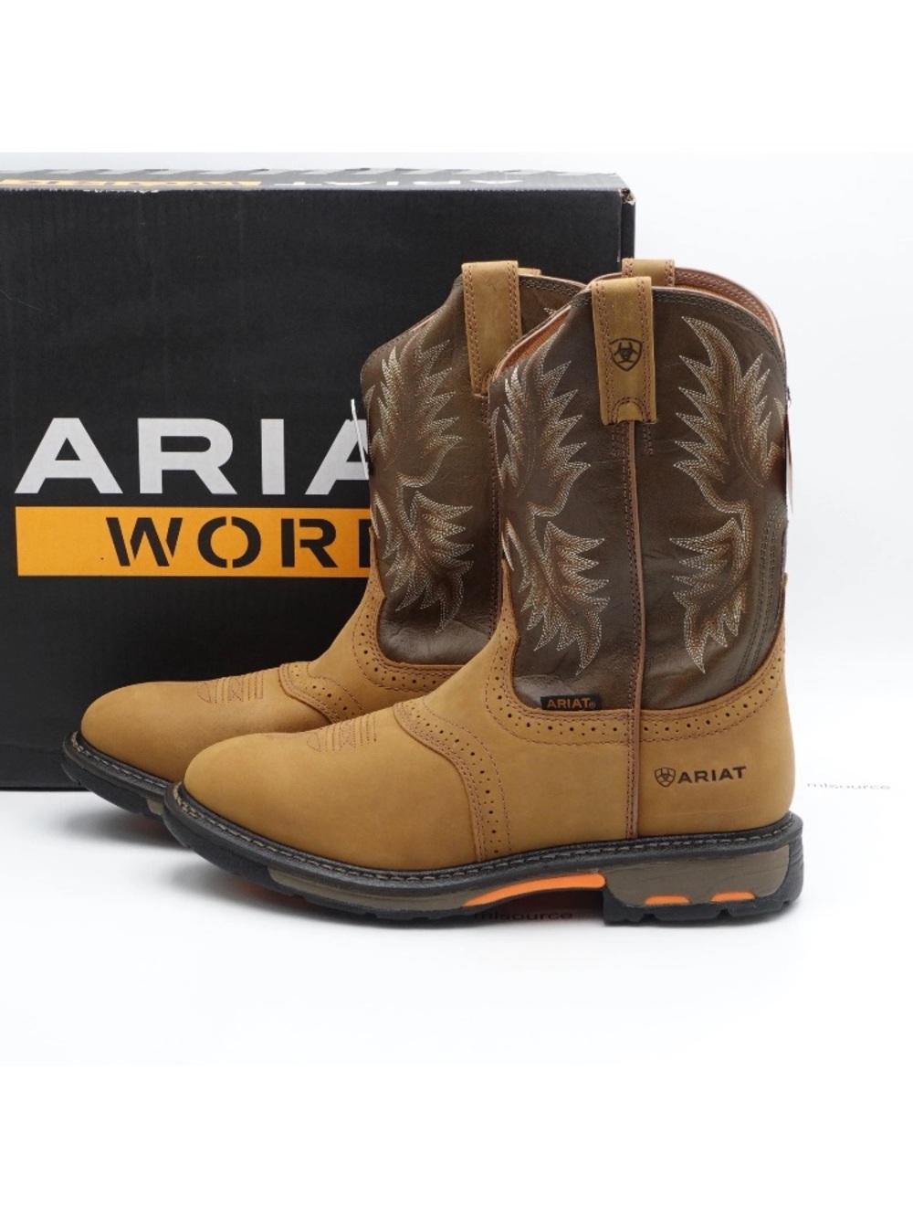 New with tag- Ariat Men Brown and Tan,, steel toe boots, size 11.5, $215.00